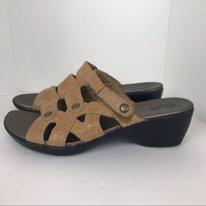 Clark’s Bendables Sandal brown leather casual 10